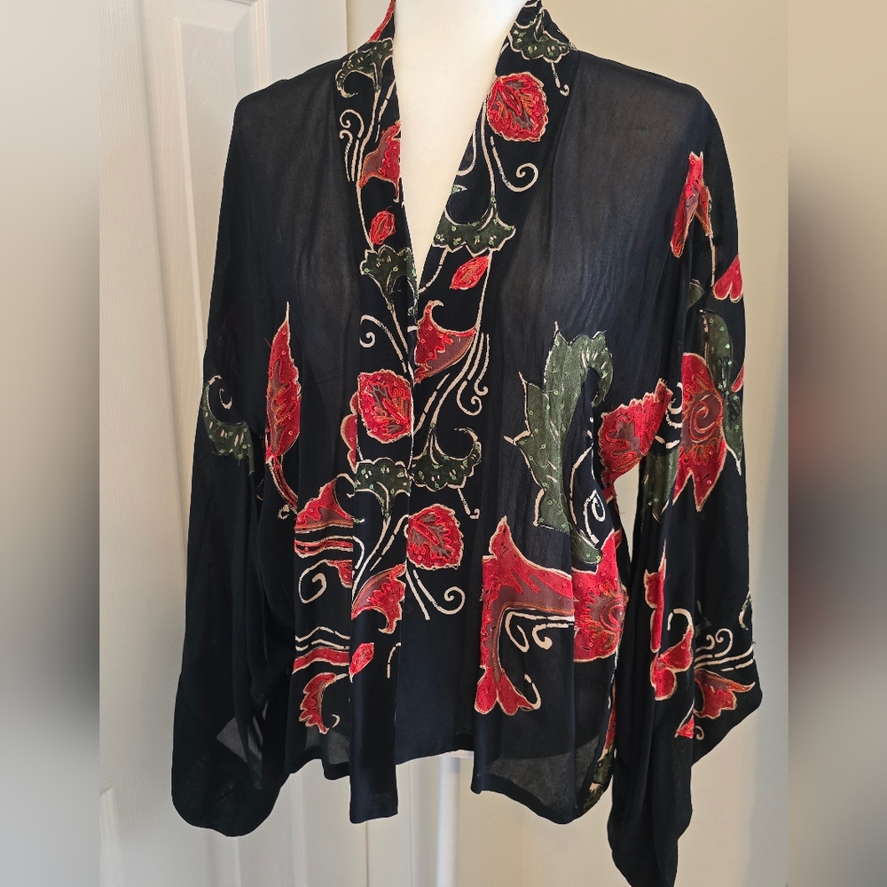 Chico's Sheer Floral Kimono Top Sz. S/M